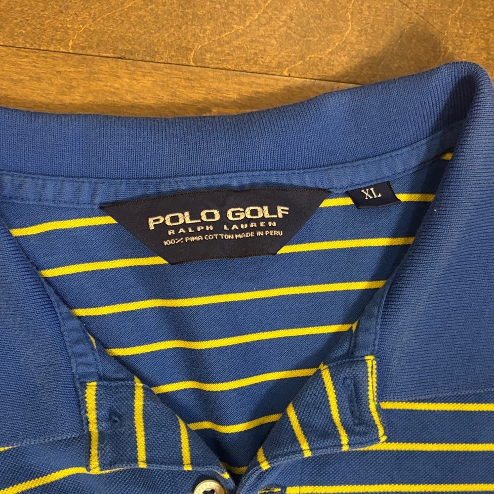 Polo Golf Blue and Yellow Striped Polo Shirt - Picture 2 of 6